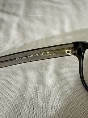 Emporio Armani Men’s Black Rectangular Eyeglass Frames with Clear Gray Temples